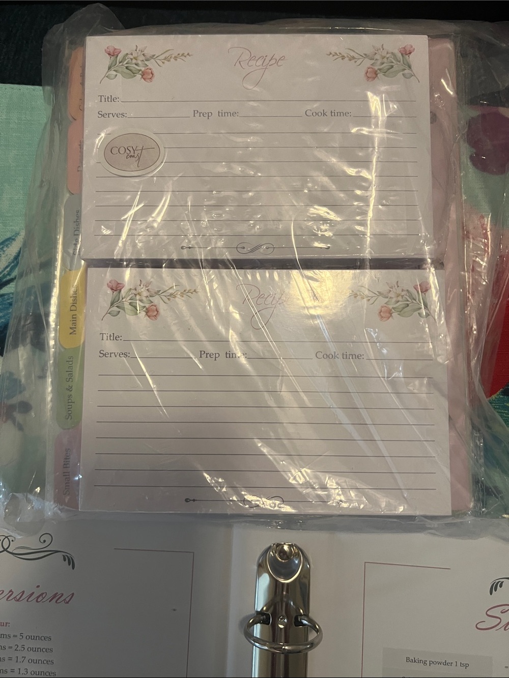 Floral Recipe Binder in Pastel Blue
Includes Recipe Cards and More!! - Picture 3 of 8